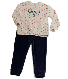 Pijama niña Pettrus terciopelo Good night topos